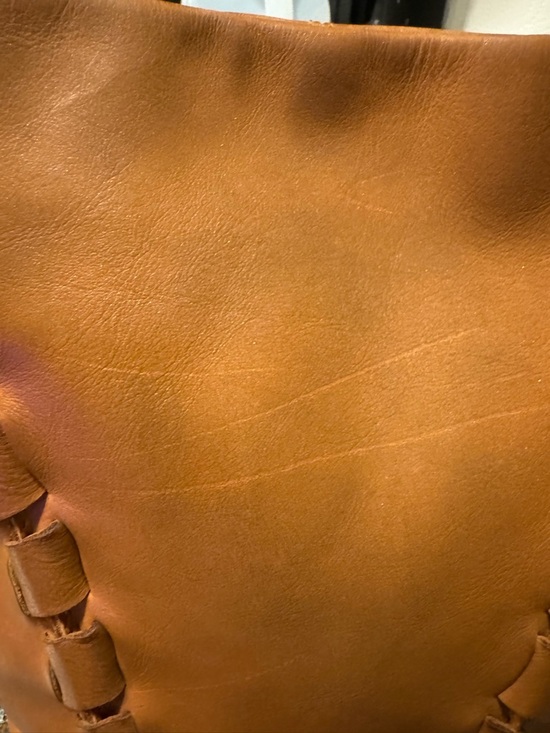 The Sak Leather Bucket Bag Cognac Brown Crossbody Tassel Boho Slouchy - Picture 3 of 4